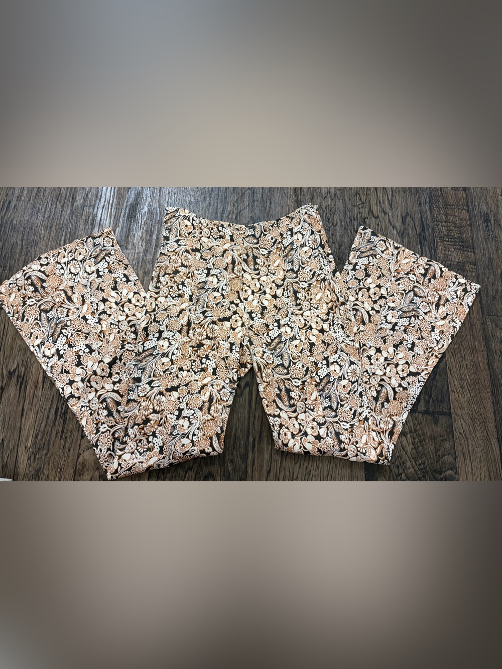 Anthropologie Floral Wide-Leg Pants in Black & Cream